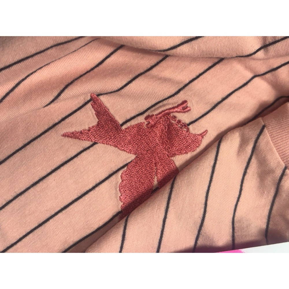 One Teaspoon NEW Pink Stripe Embroidered Fitted T‎ Shirt Womens Medium - Picture 4 of 6